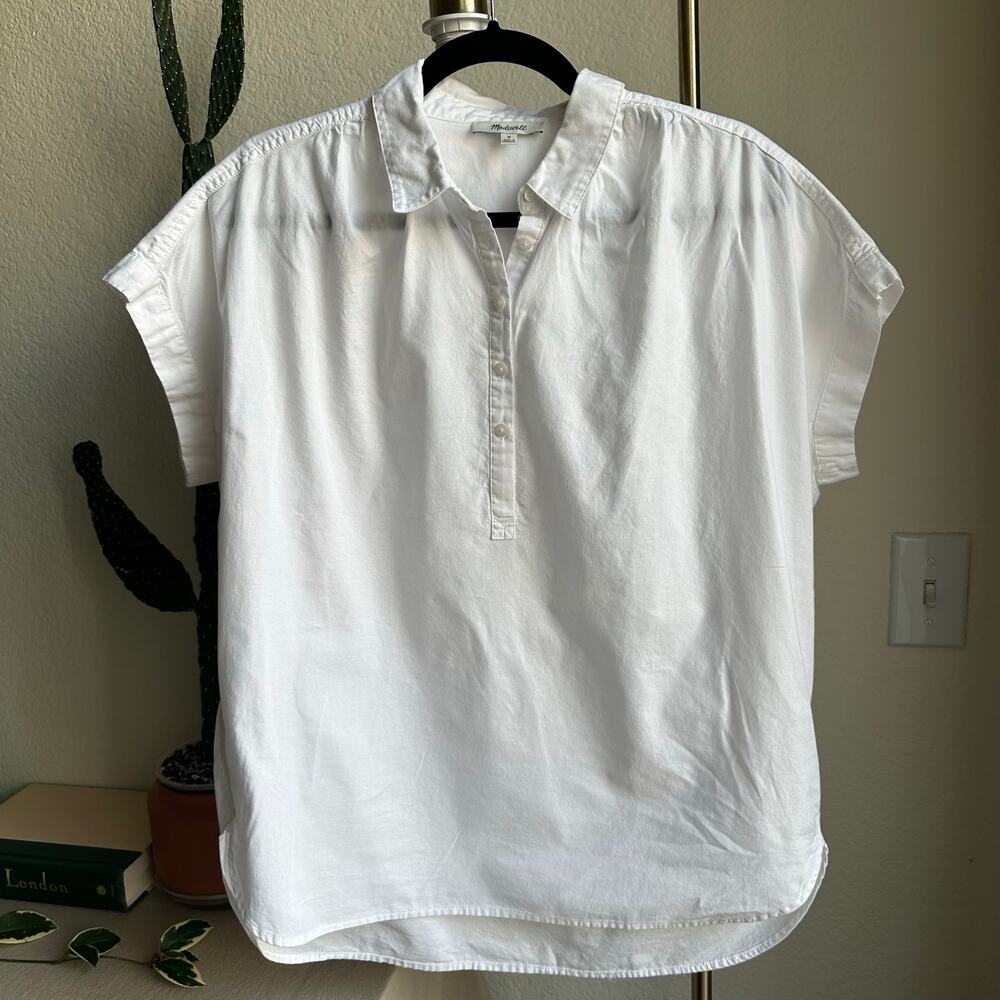 Madewell White Cotton Collared Top